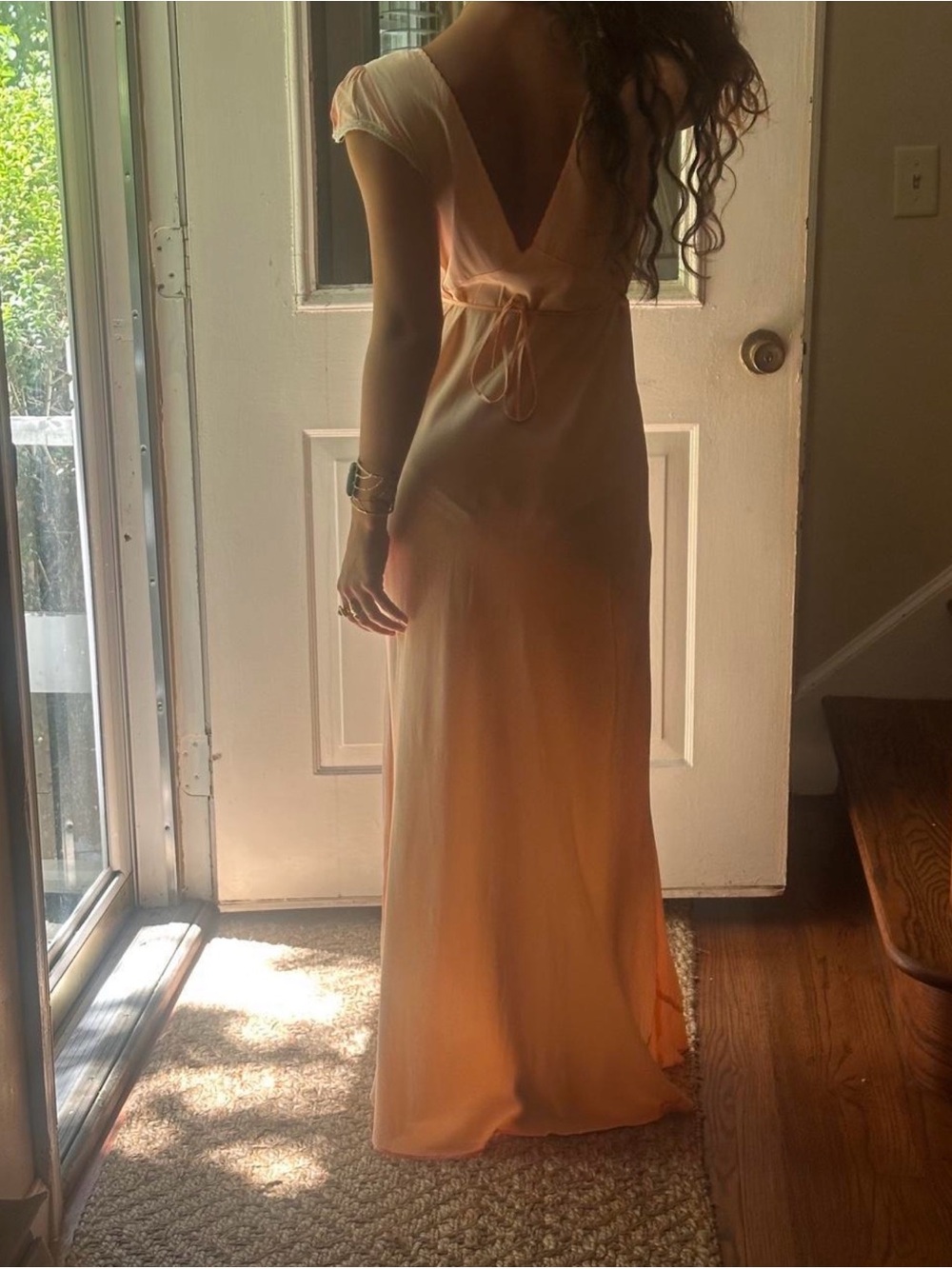1920s Vintage Peach liquid and lace slip dress - Picture 8 of 9